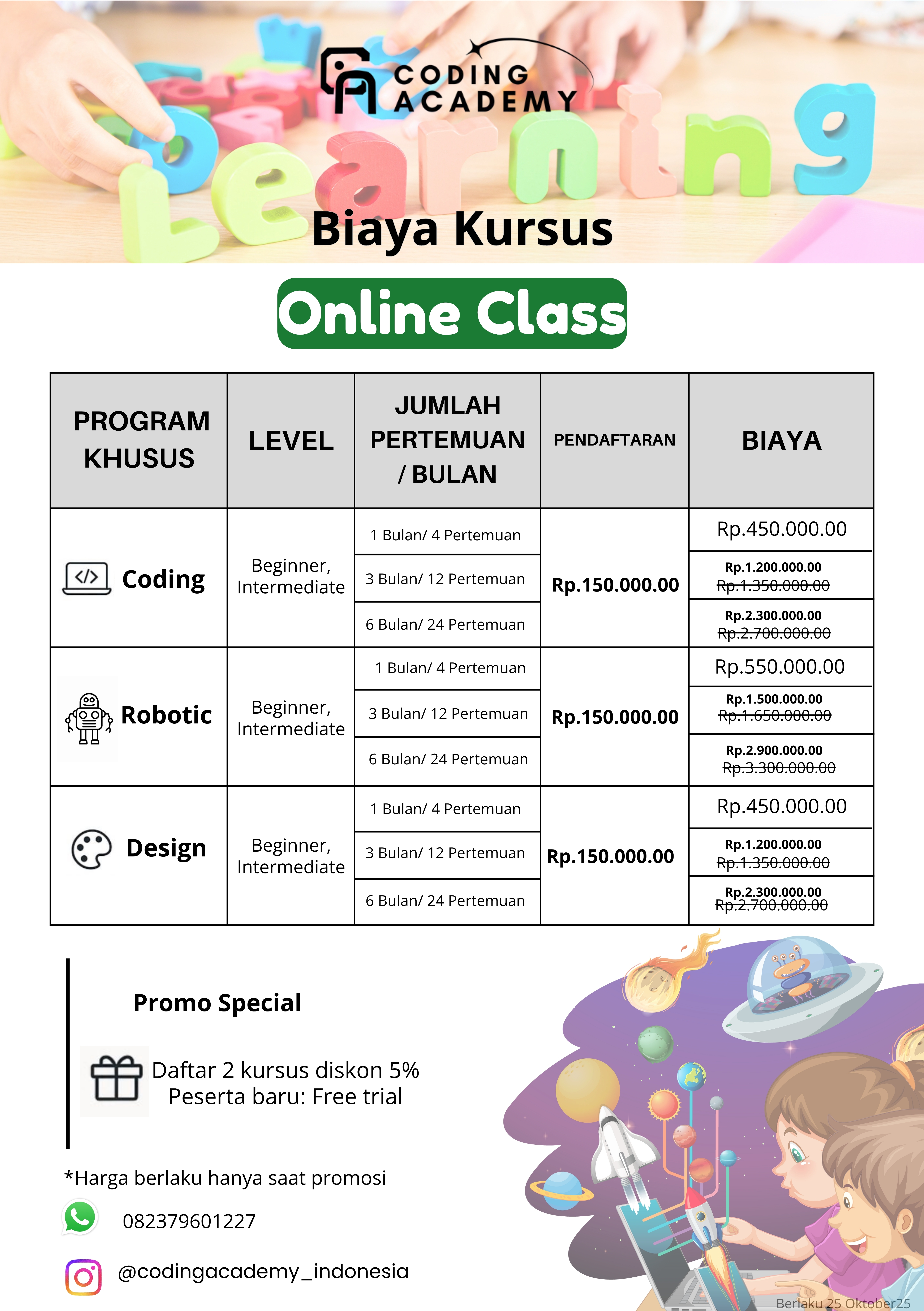 Biaya Kursus Reguler Online